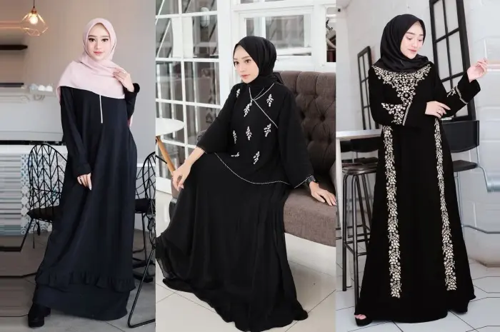10 Latest Beautiful Black Gamis Dress Models